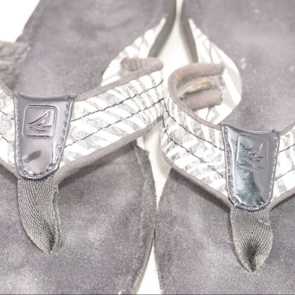 Sperry Topsider Zebra Stripe Sequined Flip Flops - Picture 6 of 8